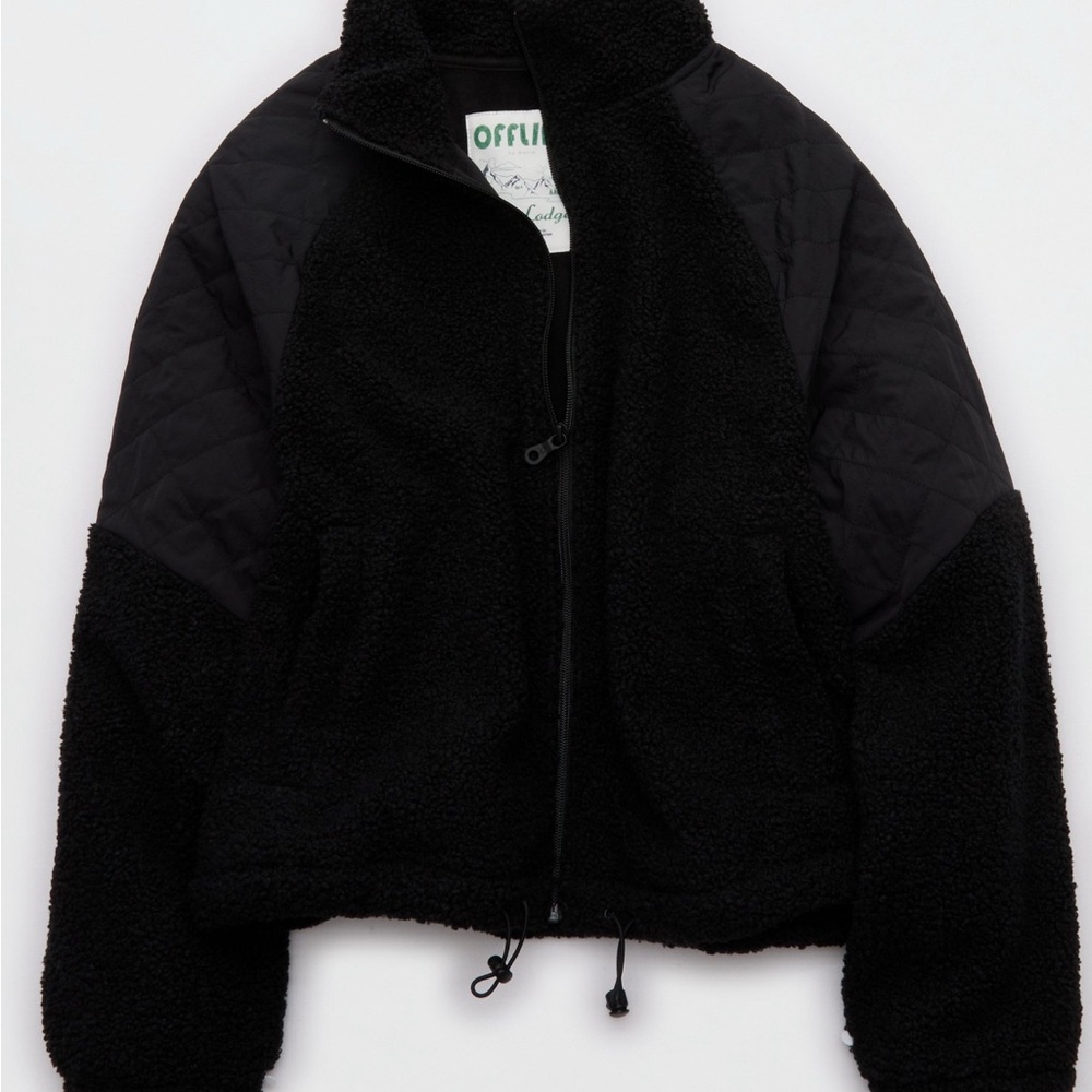 Aerie Quilted Black Teddy Jacket